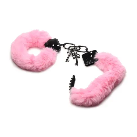 Cuffed in Fur roze podesive krzneno lisice sa metalnim jezgrom