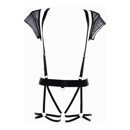 Fantasy Lingerie St. Tropez Babe mrežasti podvezice set crni one size