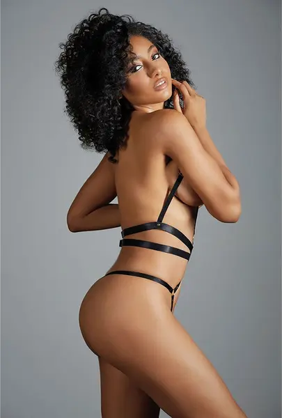 Dreamgirl Izabel otvoreni tedi sa podesivim kaiševima one size crni