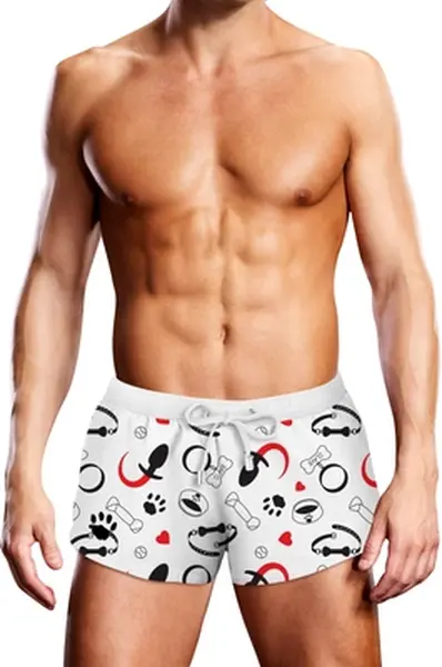 Prowler plivaće šorcice Puppie Print L - elastični pojas, Crna/Bela/Crvena