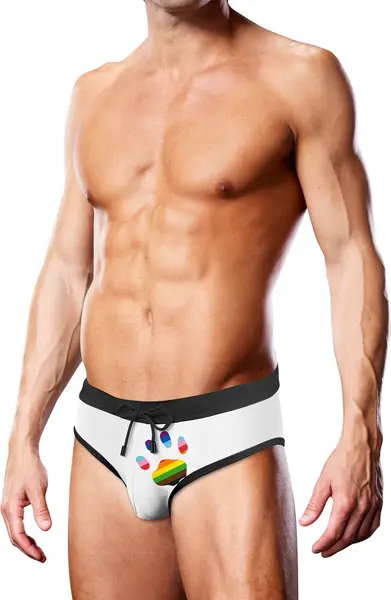 Prowler plivaće gaćice White Oversized Paw M - živopisni LGBTQ Progress Flag dizajn
