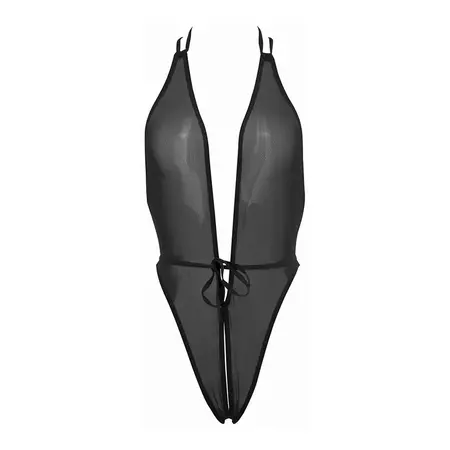 Vesper Teddy Halter L/XL Crna - Elegantan bodi otvorenih leđa