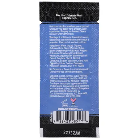 Doc Johnson Oral Delight Gel Blue Raspberry Bulk 48 x 7g Single-Use Packs