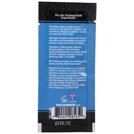 Doc Johnson Slick Head Glide Blue Raspberry Bulk 48 x 7g Vegan Formula