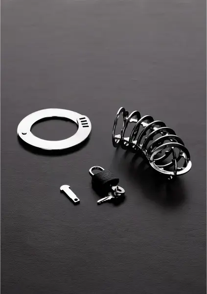 Shots The Spiked Chastity Cage Stainless Steel Adjustable 14cm