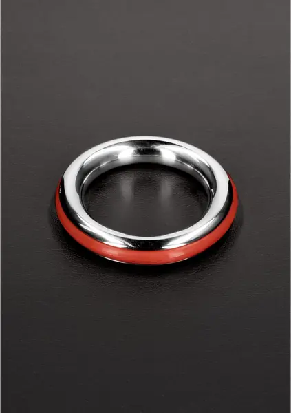 Cazzo Tensions Steel Ring 40mm with Inlayed Silicone Accent Red
