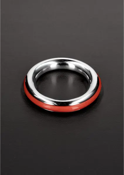 Cazzo Tensions Steel Ring 40mm with Inlayed Silicone Accent Red