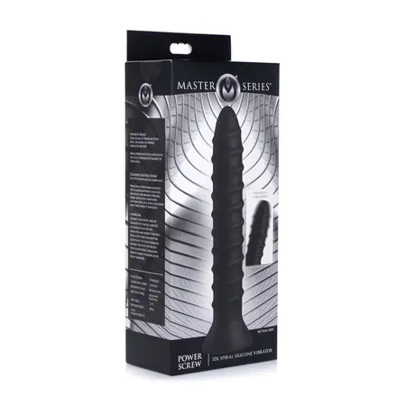 Master Series Power Screw Silicone Spiral Vibrator Crni 20 cm