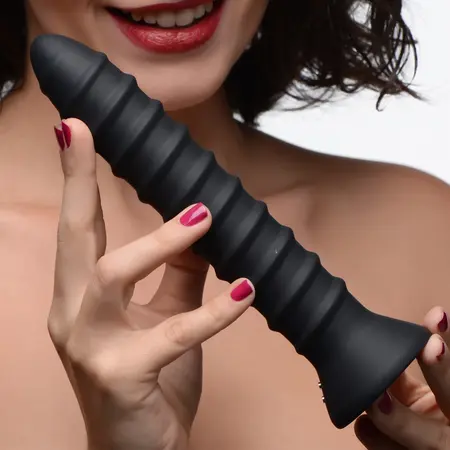 Master Series Power Screw Silicone Spiral Vibrator Crni 20 cm