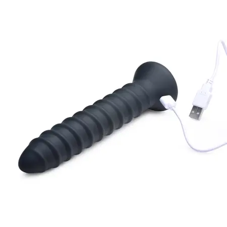 Master Series Power Screw Silicone Spiral Vibrator Crni 20 cm
