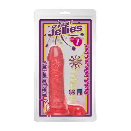 Doc Johnson Ballsy Super Cock 18 cm Crystal Jellies - Pink, Phthalate-Free