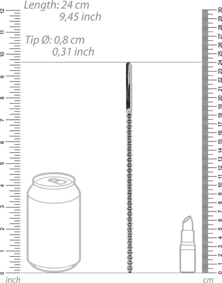 Mystim Steel Ribbed Urethral Sound 8 mm - Precision Metal Instrument