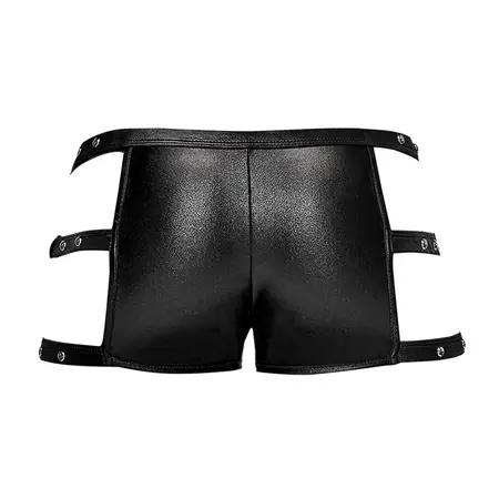 Male Power Vulcan Cut Out Cage Shorts S/M Black - Studded Strap Design