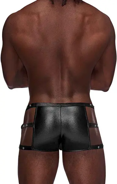 Male Power Vulcan Cut Out Cage Short L/XL Black - Studded Strap Design