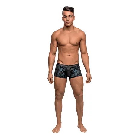 Male Power Strappy Short S Blue/Black - Mesh & Leather Look Waistband