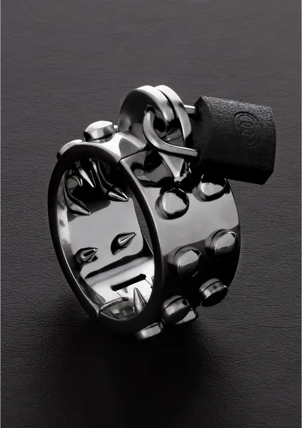 Kalis Spiked Stainless Steel Chastity Ring - Dual Row Teeth, Adjustable