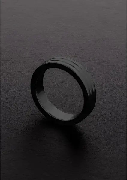 Shots Solid Stainless Steel Ribbed Intimate Ring 40mm Gold Finish