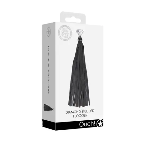 DIAMOND Line Floger - Elegantni Bič od Veštačke Kože sa Ručkom Ukrašenim Kristalima