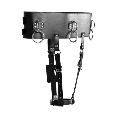 EasyToys Adjustable Belt with Wand Holder & Restraint Rings - Black