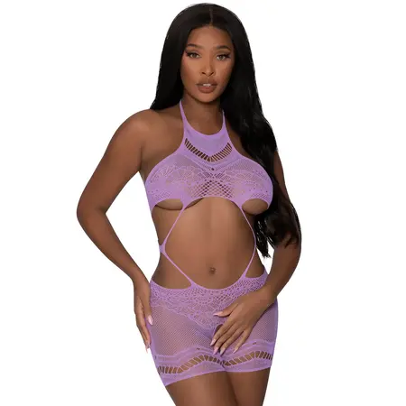 Magic Silk Seamless Lavender Romper visoki izrez sa izrezima Jedna veličina