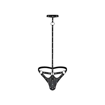 Male Power Tormentor Choker G-String S/M Black - Contour Panel Design