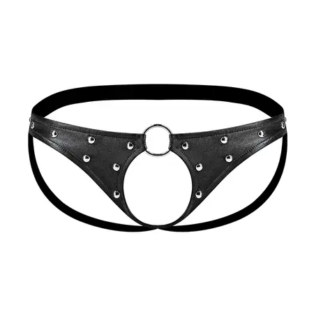 Male Power Cyclops L/XL Black Open Design Jock with Stud Accents