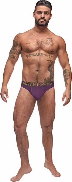 Male Power Avant-Garde Enhancer Thong S/M Eggplant Comfort Fit