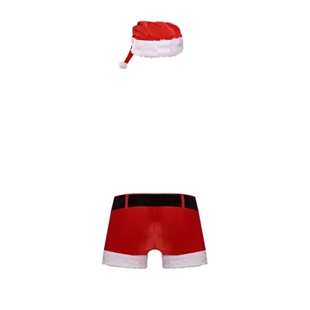 Male Power Santa Claus Costume Set S/M with Plush Trim and Belt