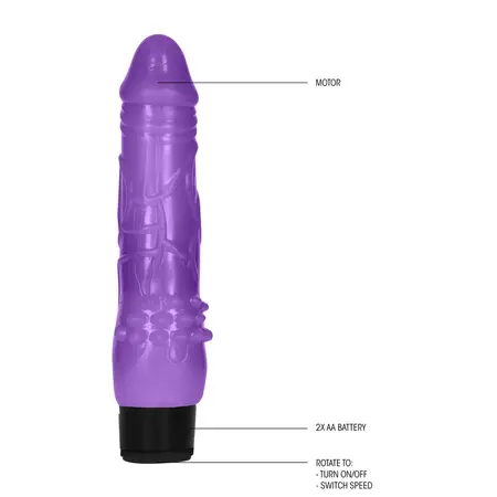 GC 8 Intimate Vibe Vibrator 20cm TPE Ribbed Base Multispeed Black