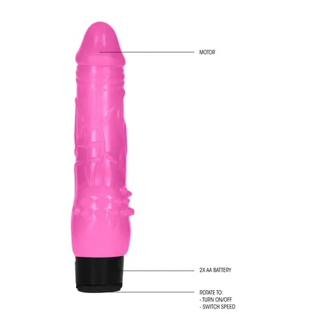 GC Vibrating Silicone Model 8 - 20 cm, Textured, Multispeed, Black