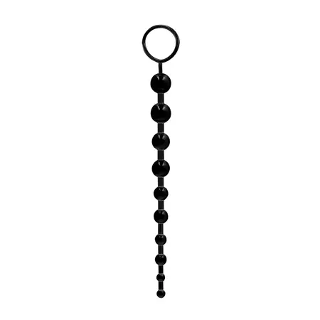 Shots Toys Crne perle intimni lanac TPE 25.5cm sa sigurnosnim prstenom