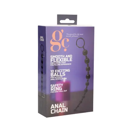 Shots Toys Crne perle intimni lanac TPE 25.5cm sa sigurnosnim prstenom