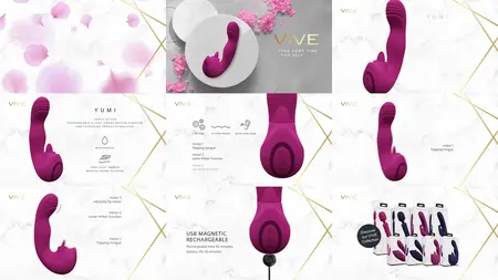 VIVE YUMI roze - trostruki motor intimni uređaj sa dinamičkim sistemom pokreta