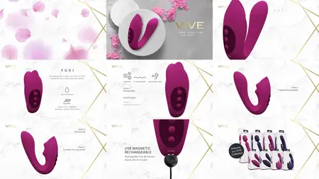 VIVE Yuki Dual Motor intimni masažer sa kuglicama, roze silikon