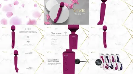 KIKU dvostrani wand roze - Dual Motor intimni masažer, 10 režima