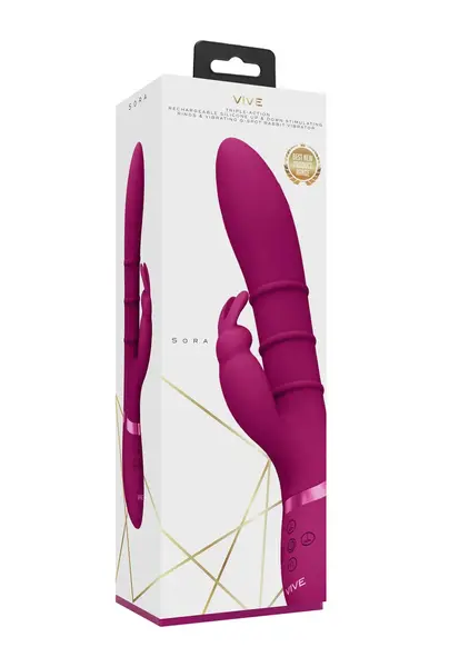 VIVE Sora gore-dole sa 3 prstena intimni uređaj, G-Spot zeka, roze