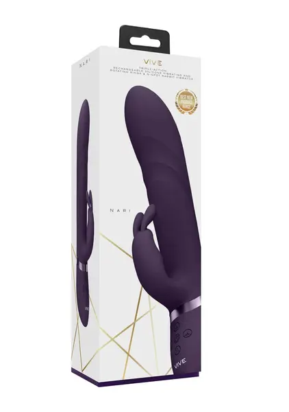 VIVE Nari vibrirajuće i rotirajuće kuglice G-Spot zeka, ljubičasta, silikon