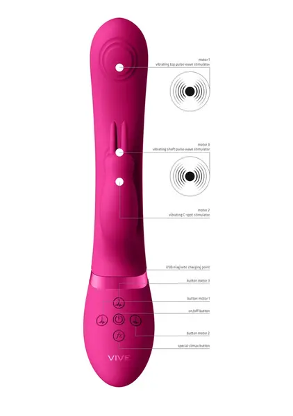 VIVE VIVE045 Dual Pulse-Wave zeka intimni masažer roze silikon