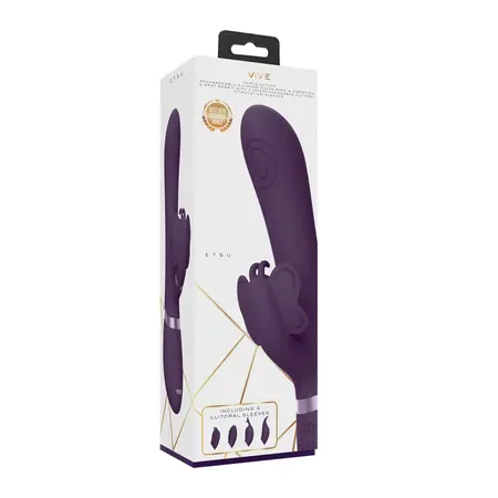 ETSU Pulse Wave G-Spot Rabbit Model, Triple Motor, Purple, 4 Attachments