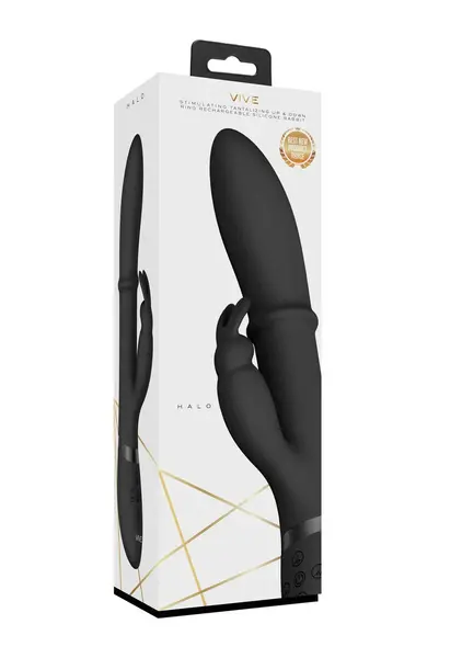 VIVE Halo Prsten Rabbit Uređaj za Dualnu Stimulaciju Crni Silikon IPX7