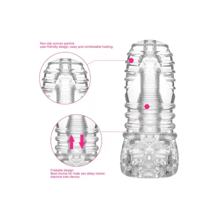 SONO No.68 Teksturirani intimni uređaj, crni, 15cm, rastezljivi TPE
