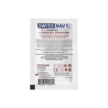 Swiss Navy Chocolate Sensation 4-in-1 Lubricant 5ml Paraben-Free