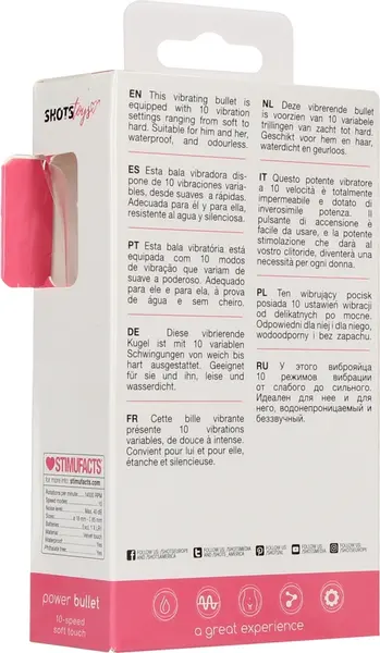 Shots Mini Power Bullet Intimate Massager 10 Modes Waterproof Pink