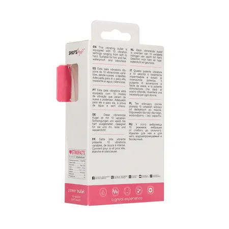 Shots Mini Power Bullet Intimate Massager 10 Modes Waterproof Pink