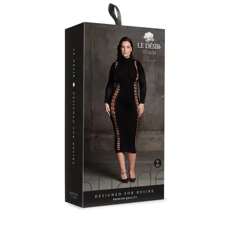 Passion Carme XI Plus Size Elegantna Haljina sa Visokim Okovratnikom Crna XL-XXXXL