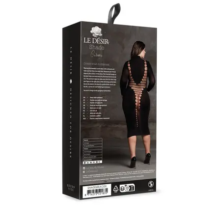 Passion Carme XI Plus Size Elegantna Haljina sa Visokim Okovratnikom Crna XL-XXXXL