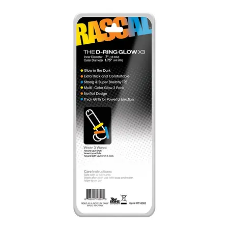 Rascal Toys D-Ring Set Glow in the Dark TPE Intimate Rings 3-Pack