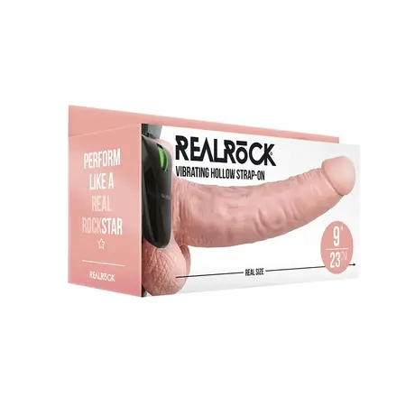 RealRock Vibrantni Šuplji Intimni Sistem sa Testisima 23 cm Podesivi Pojas