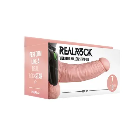 RealRock Vibrantni Šuplji Strap-On 18 cm Podesivi Intimni Sistem