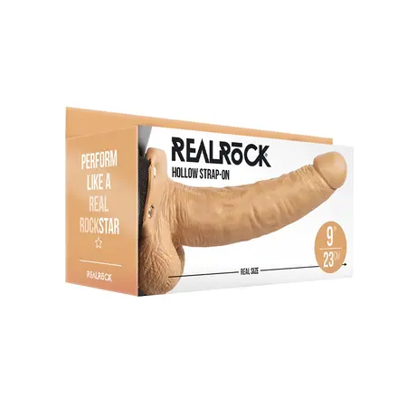RealRock Šuplji Intimni Sistem sa Testisima 23 cm Podesivi Crni